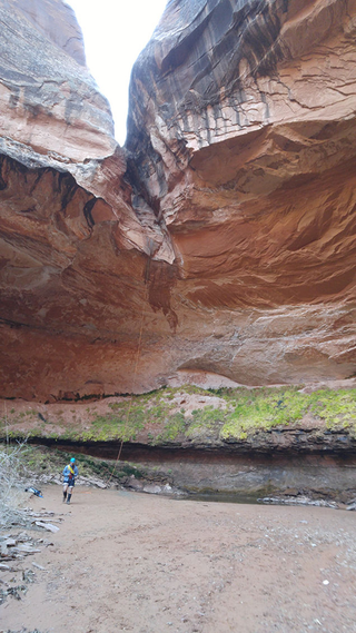 75 ft free-hanging rappel to escape the canyon- you should of seen the SKETCHY chockstone that we used as an anchor... sketchy.